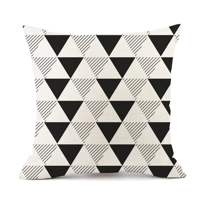 Nordic Geometric Linen Throw Pillow