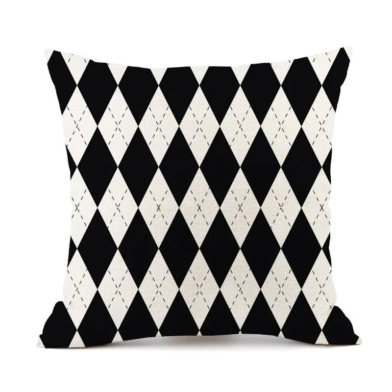 Nordic Geometric Linen Throw Pillow